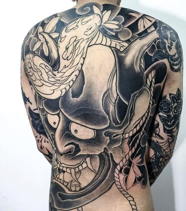 Demon Mask Oni Male Cool Back Japanese Tattoos