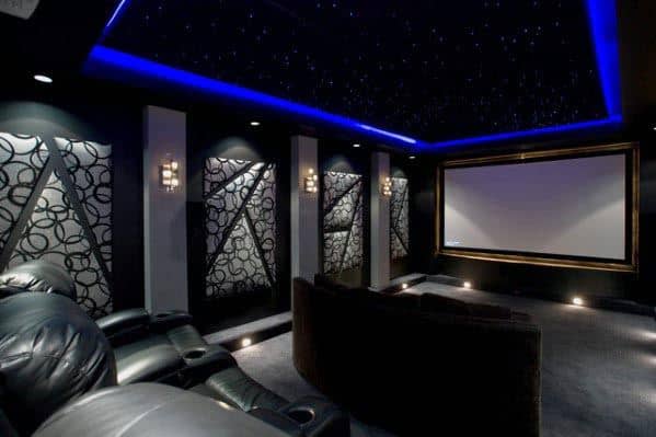gray home theater blue led roof light strips