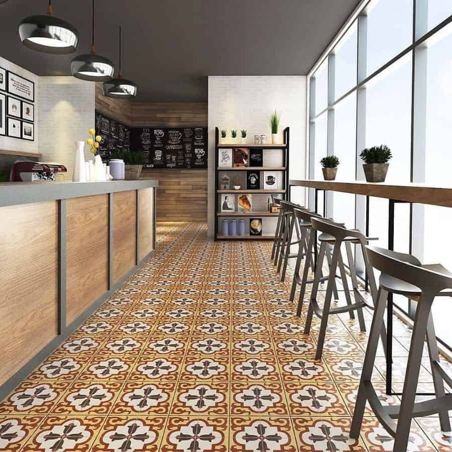 pattern design floor kitchen long breakfast bar