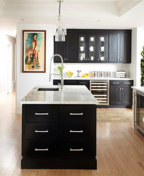 Designs Black Kitchen Cabinet With Light Hardwood Floors