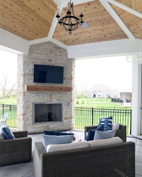 patio tv wall fireplace 