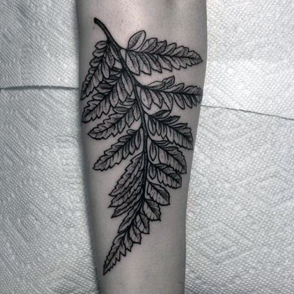 Detailed Fern Tattoo On Males Forearms