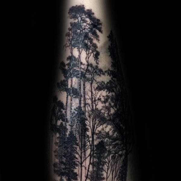 Detailed Forest Trees Tattoos For Guys
