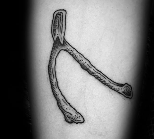 Detailed Leg Sharp Wishbone Male Tattoo Ideas