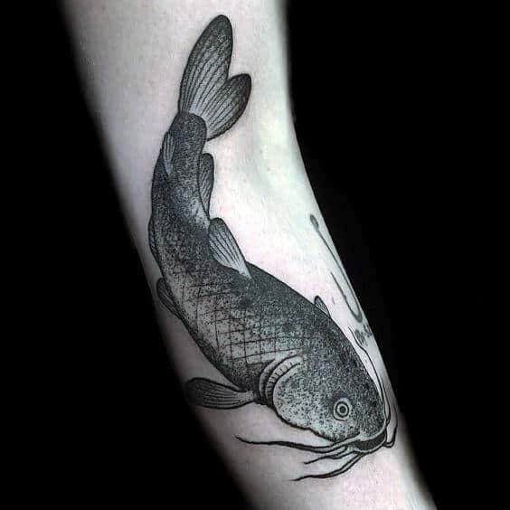 Detailed Mens Catfish Forearm Tattoos