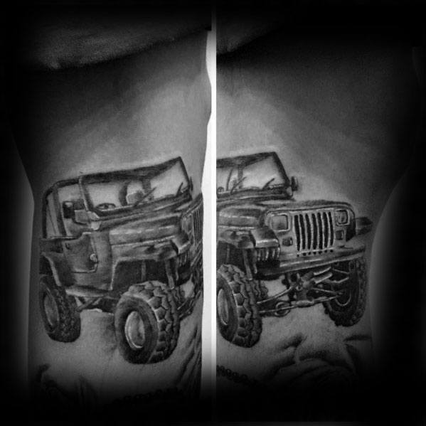 Detailed Mens Jeep Tattoo Design Ideas