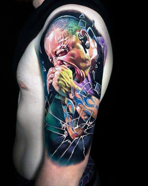 Tattoo uploaded by Hendrik Schneider  Linkin Park Upper ArmShoulder   Tattoodo