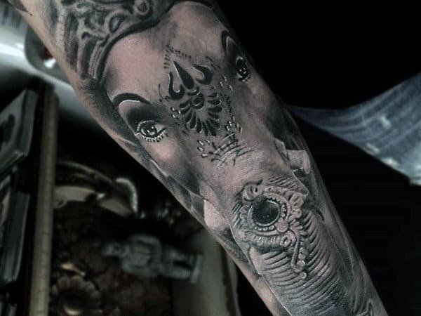 Detailed Realistic Ganesh Male Tattoo Full Sleeve Designs