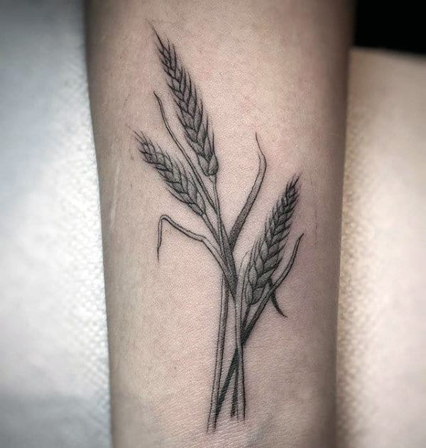 Detailed Shaded Male Wheat Wrist Tattoos
