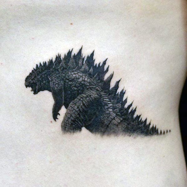 Detailed Shading Stylish Godzilla Tattoo For Man