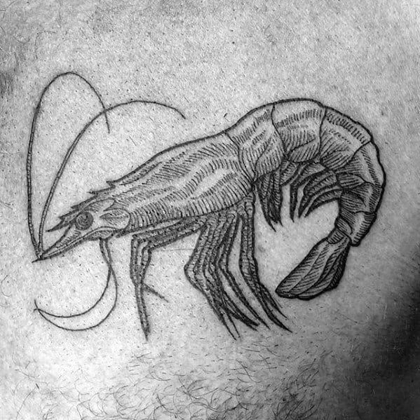 Detailed Upper Chest Shrimp Male Tattoo Designs