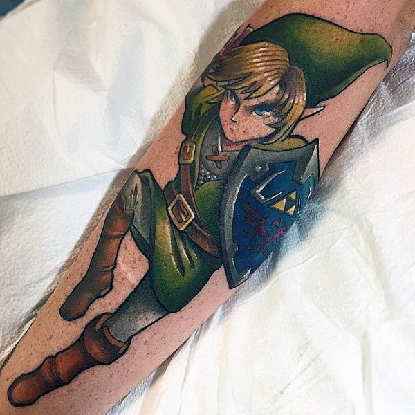 Detailed Zelda Forearm Tattoos For Guys