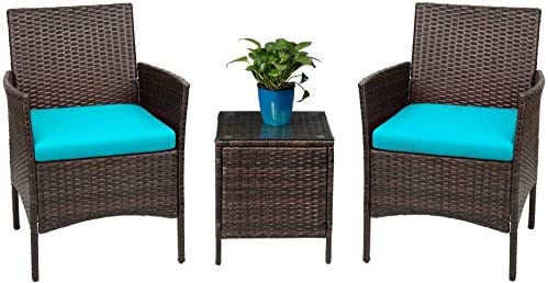 wicker patio furniture blue cushions 