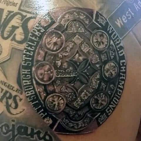 Diamond Pittsburgh Steelers Championship Nfl Ring Mens Back Tattoos