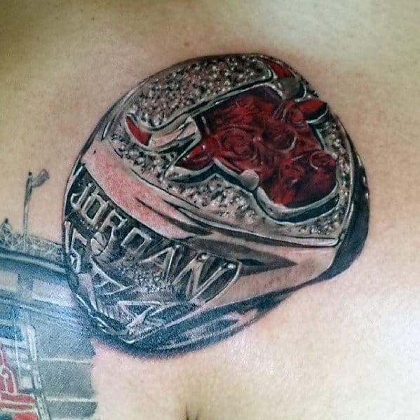 Diamond Ring Chicago Bulls Jordan Mens Chest Tattoo