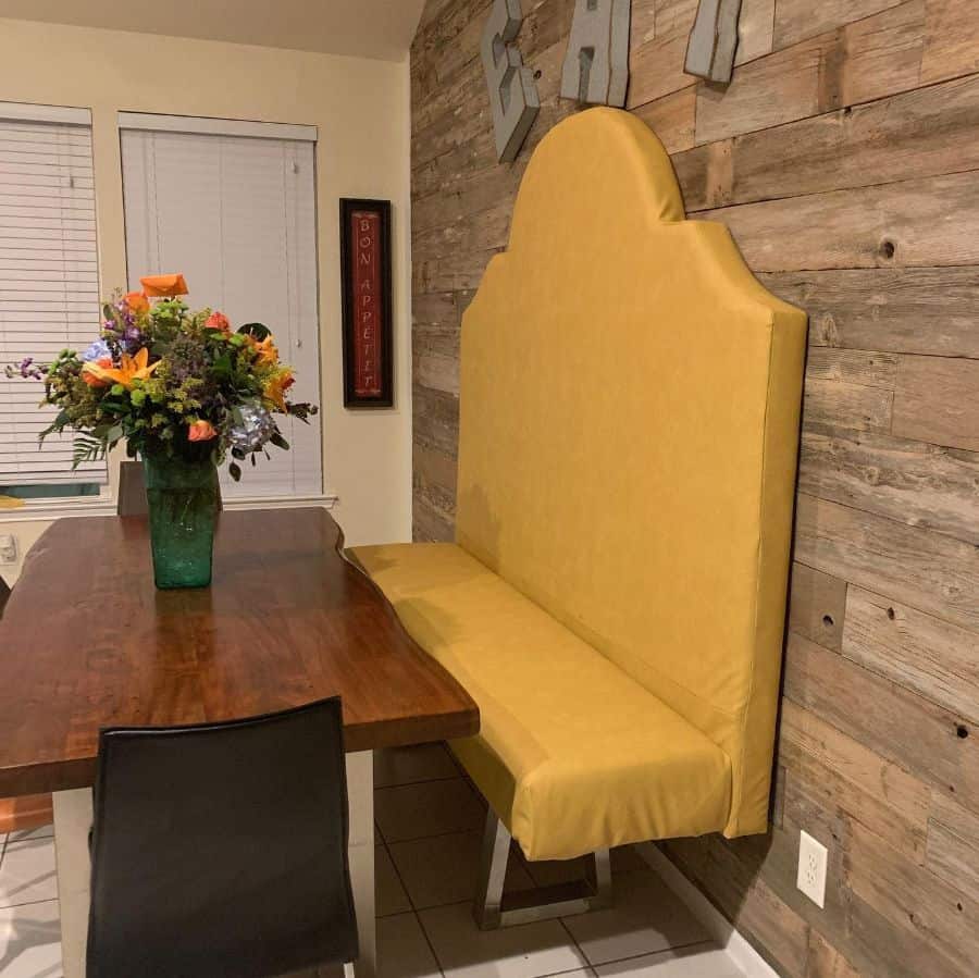 yellow banquette seating