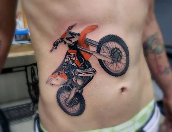 Dirt Bike Mens Motocross Rib Cage Tattoo