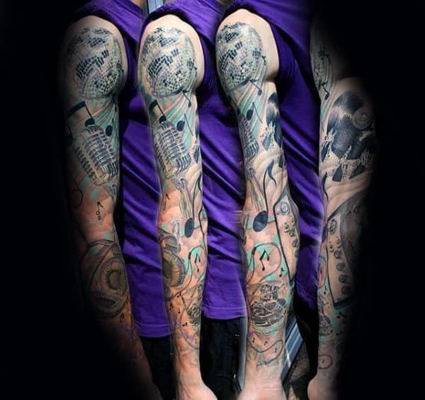 60 Music Sleeve Tattoos For Men Lyrical Ink Design Ideas