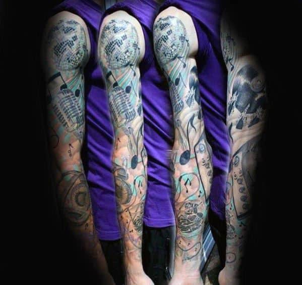 Disco Ball Tattoo Designs For Men Full Arm Sleeve