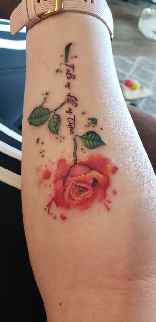 Disney Flower Beauty And The Beast Rose Tattoo