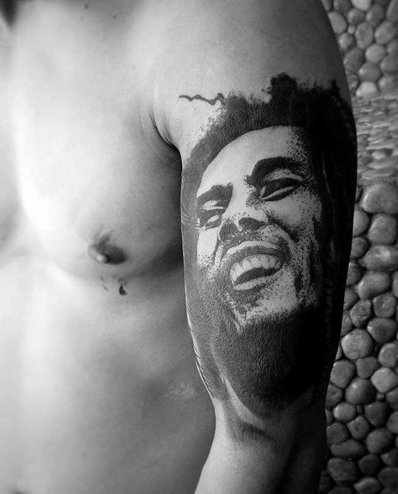Distinctive Male Arm Bob Marley Tattoo Designs