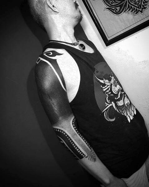 Distinctive Male Blackout Sleeve Tattoo Designs