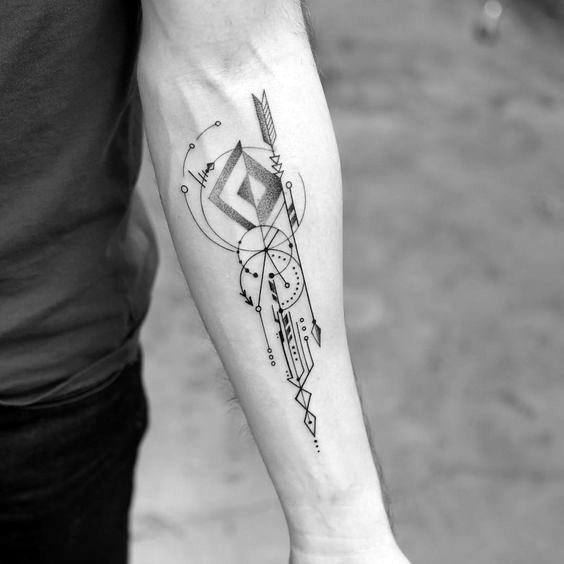 40 Geometric Arrow Tattoo Designs For Men - Sharp Geometry Ideas