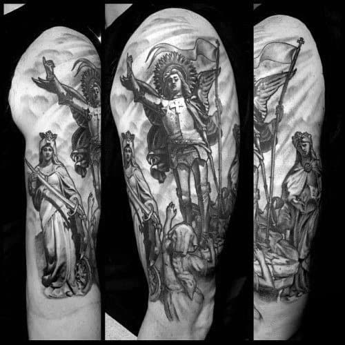 Distinctive Male Joan Of Arc Tattoo Designs