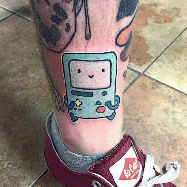 Distinctive Male Lower Leg Adventure Time Tattoo Designs