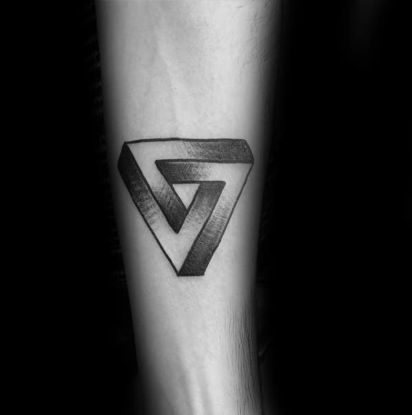 Distinctive Male Penrose Triangle Tattoo Designs On Inner Forearm