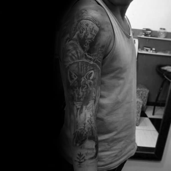 Distinctive Male Ragnar Tattoo Designs Half Sleeve
