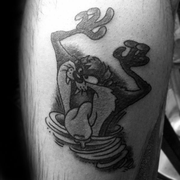 Distinctive Male Tasmanian Devil Tattoo Designs On Leg
