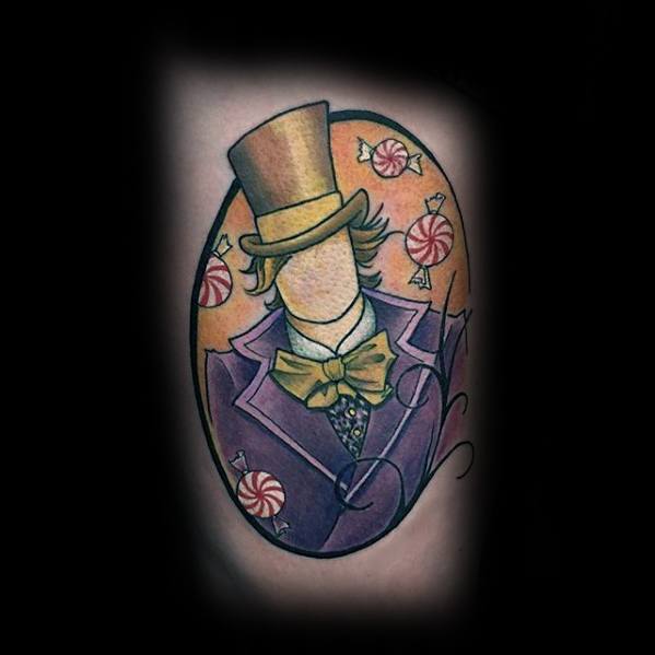 Distinctive Male Willy Wonka Tattoo Designs