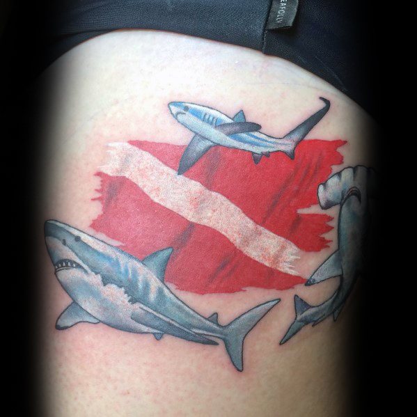 Dive Flag Themed Tattoo Ideas For Men