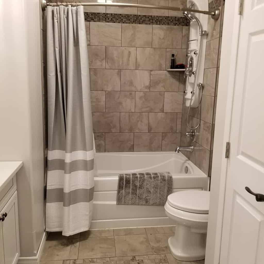modern bathroom with grey tiles