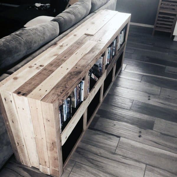 DIY wood pallet standalone DVD shelves 