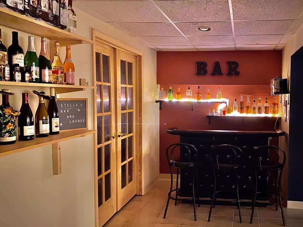homemade basement bar 