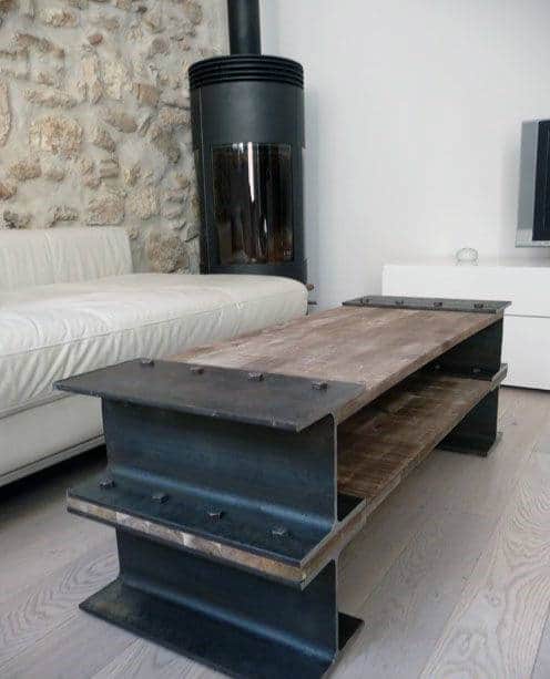 Diy Steel Beam With Wood Man Cave Furniture Table