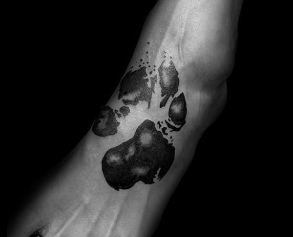 Dog Paw Footprint Mens Foot Tattoo Design Inspiration