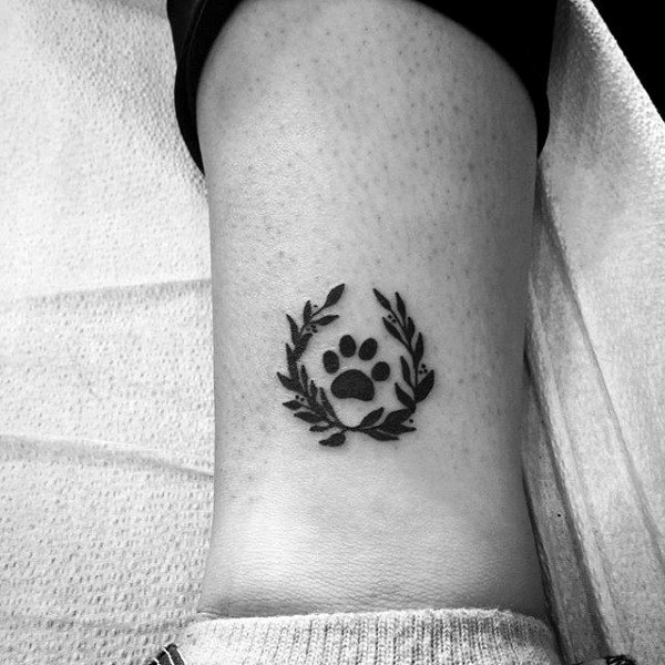 Dog Paw With Olive Branches Small Guys Tattoos