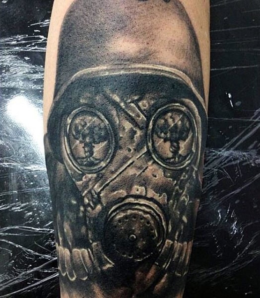 Doomsday Mens Gas Mask Tattoo On Arm