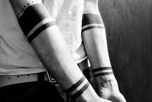 Dots And Black Line Tattoos For Men On Arms