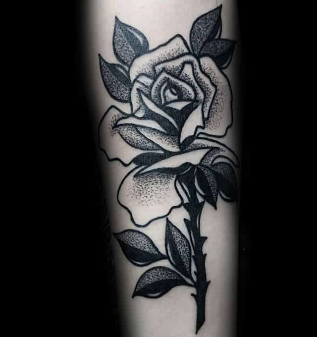 Dotwork Black Rose Guys Tattoos