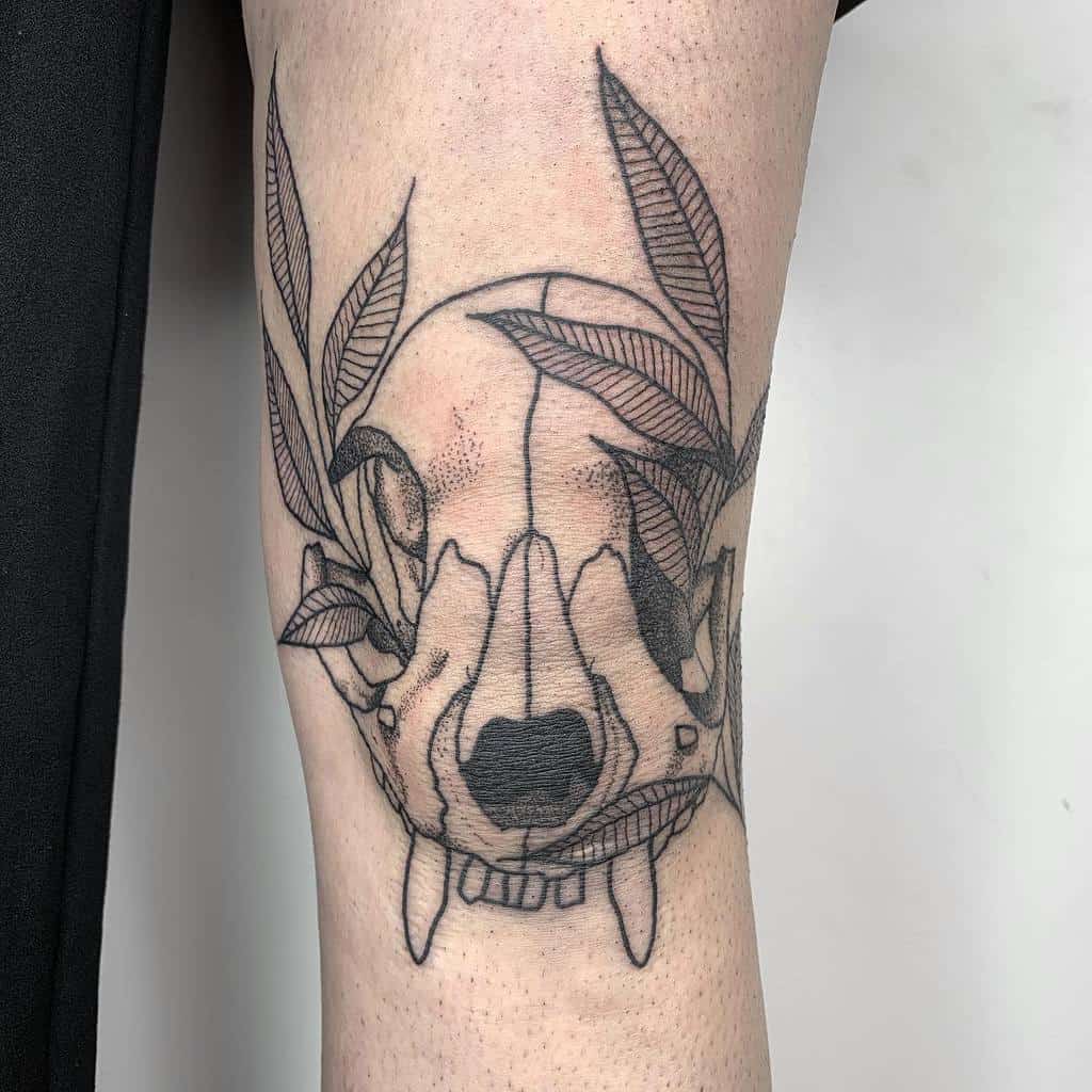 dotwork cat skull tattoo andyharrison_ink