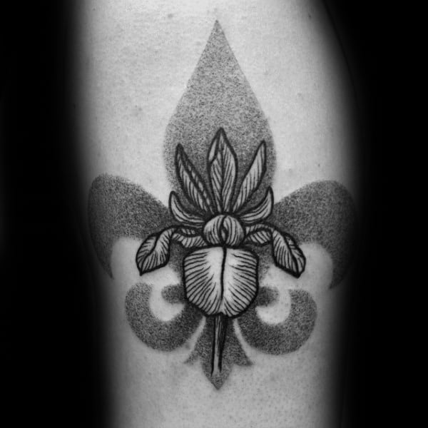 Dotwork Flower Fleur De Lis Mens Arm Tattoos