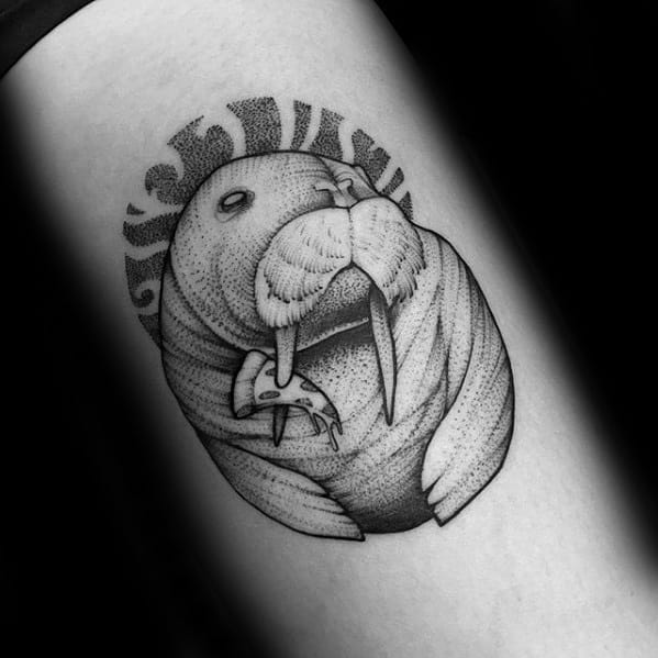Dotwork Forearm Walrus Mens Tattoo Ideas