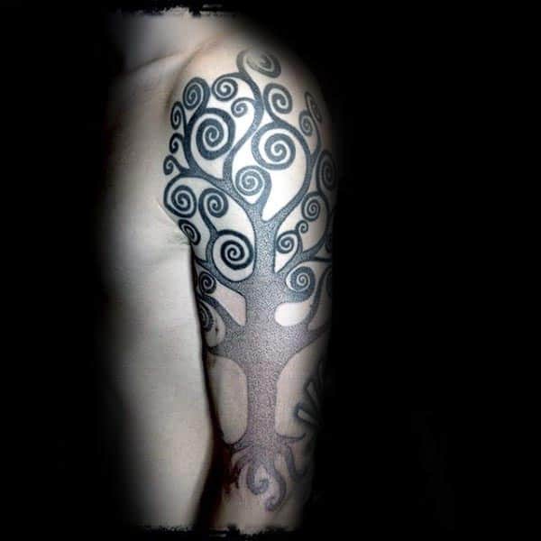 Dotwork Full Arm Mens Amazing Tree Of Life Tattoos