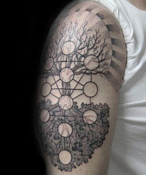 Dotwork Geometrical Guys Arm Tree Of Life Tattoo Inspiration