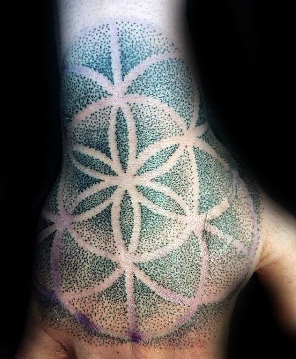 Dotwork Guys Flower Of Life Hand Tattoos