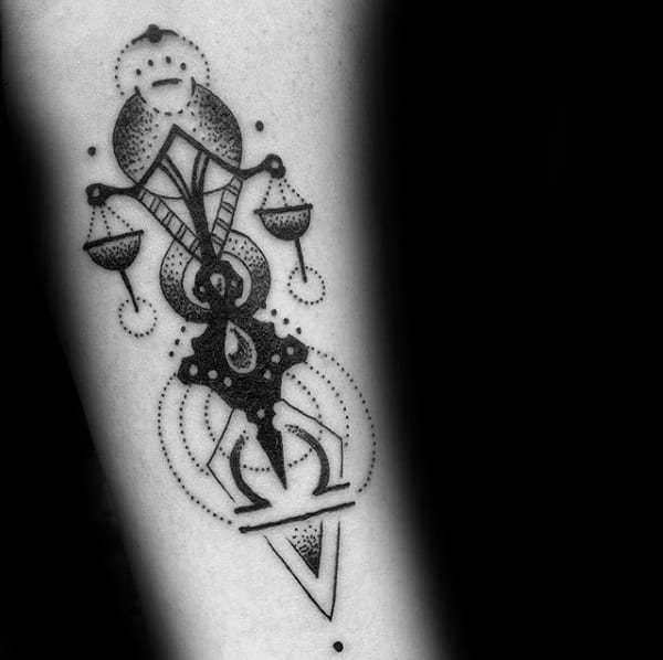 Dotwork Guys Libra Geometric Forearm Tattoo Design Inspiration